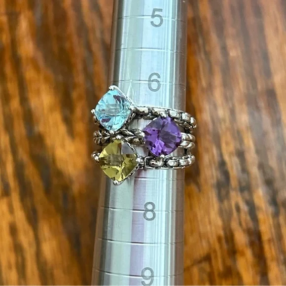 Jai Sterling Sliver Multi-Stone Ring - Picture 1 of 6
